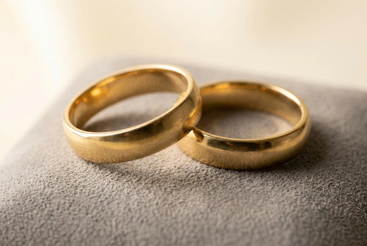 Finished gold bands after filing and polishing