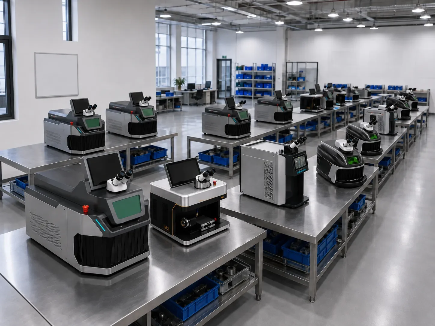 Production floor with finished machines