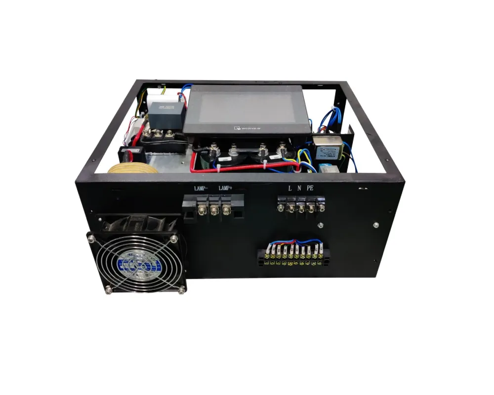 300 W single-lamp YAG laser source and power platform, open chassis view